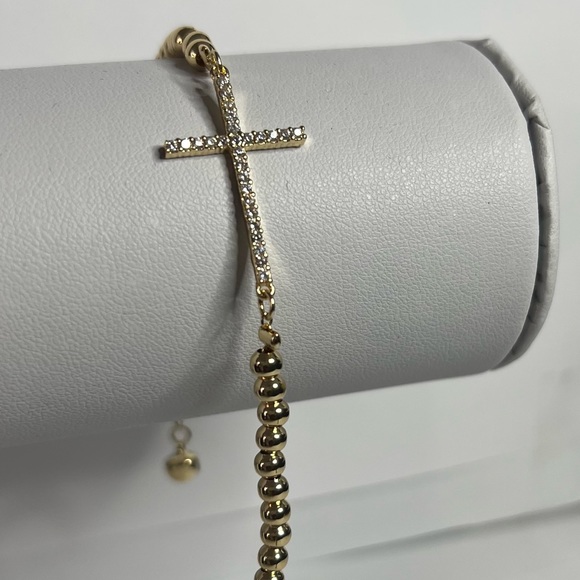 independent Jewelry - 14k goldfilled cross bead bracelet